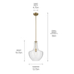 KICHLER 42046NBRCS Everly 19.75" 1-Light Bell Pendant With Clear Seeded Glass In Brushed Nickel