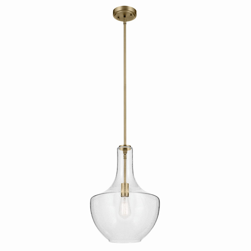 KICHLER 42046NBRCS Everly 19.75" 1-Light Bell Pendant With Clear Seeded Glass In Brushed Nickel