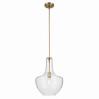 KICHLER 42046NBRCS Everly 19.75" 1-Light Bell Pendant With Clear Seeded Glass In Brushed Nickel