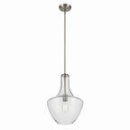 KICHLER 42046NI Everly 19.75" 1-Light Bell Pendant With Clear Glass In Brushed Nickel