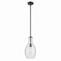 KICHLER 42047BKCS Everly 17.75" 1-Light Bell Pendant With Clear Seeded Glass In Black