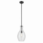 KICHLER 42047BKCS Everly 17.75" 1-Light Bell Pendant With Clear Seeded Glass In Black