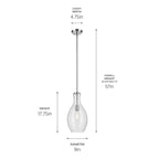 KICHLER 42047CHCS Everly 17.75" 1-Light Bell Pendant With Clear Seeded Glass In Chrome