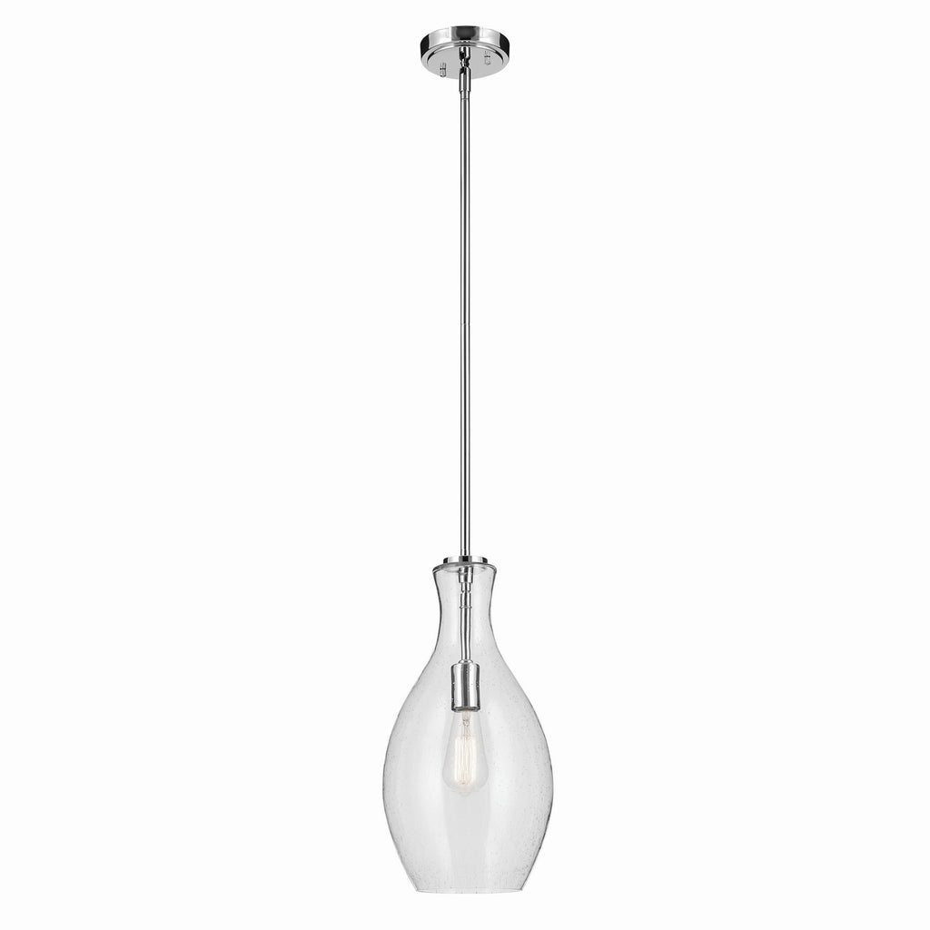 KICHLER 42047CHCS Everly 17.75" 1-Light Bell Pendant With Clear Seeded Glass In Chrome