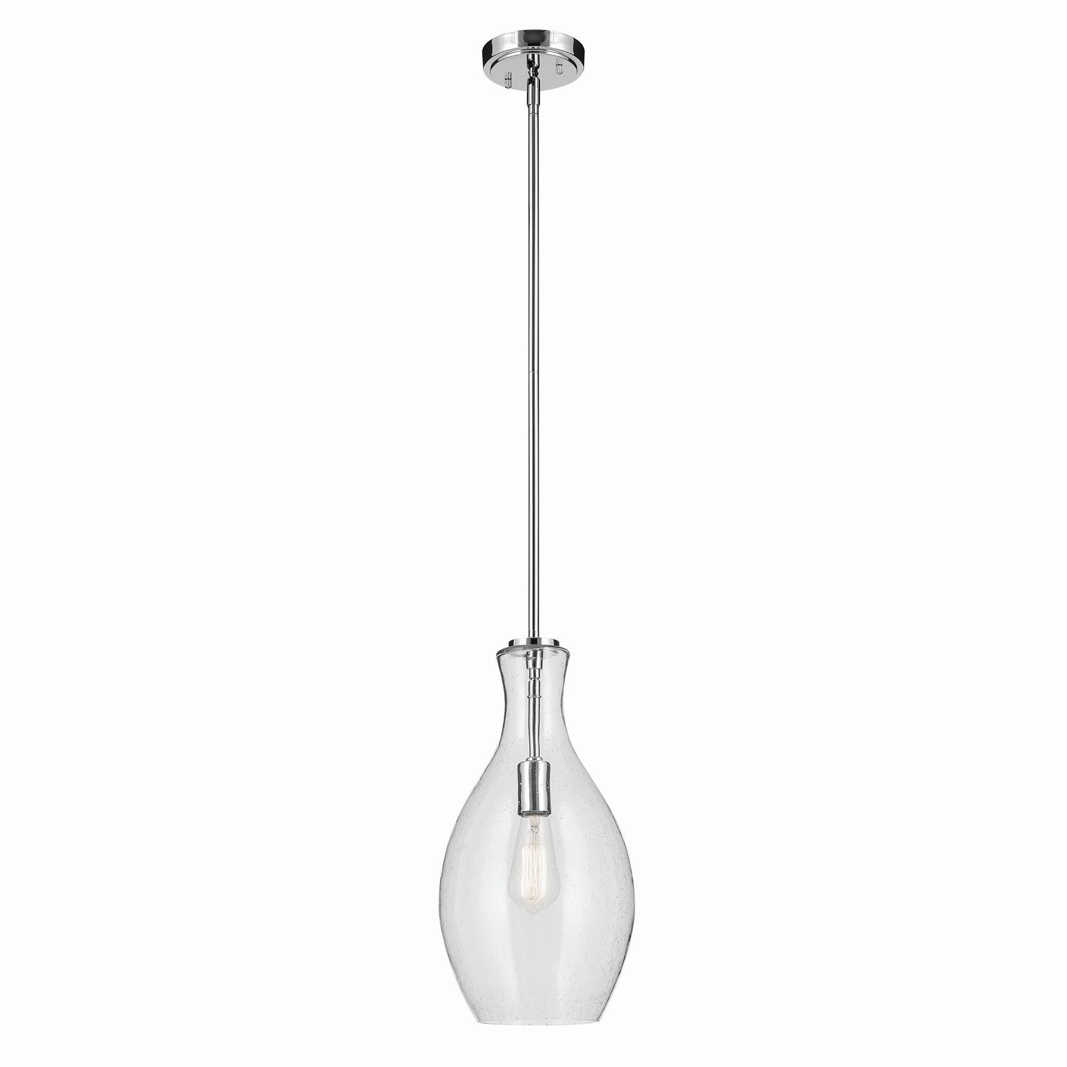 KICHLER 42047CHCS Everly 17.75" 1-Light Bell Pendant With Clear Seeded Glass In Chrome