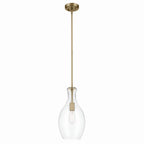 KICHLER 42047NBRCS Everly 17.75" 1-Light Bell Pendant With Clear Seeded Glass In Brushed Natural Brass