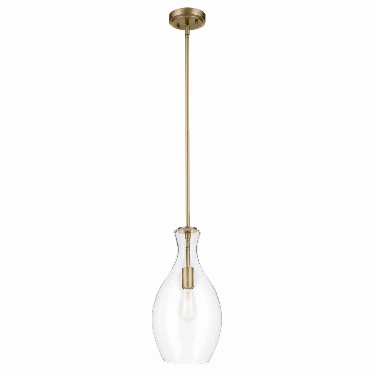 KICHLER 42047NBRCS Everly 17.75" 1-Light Bell Pendant With Clear Seeded Glass In Brushed Natural Brass