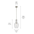 KICHLER 42047NI Everly 17.75" 1-Light Bell Pendant With Clear Glass In Brushed Nickel