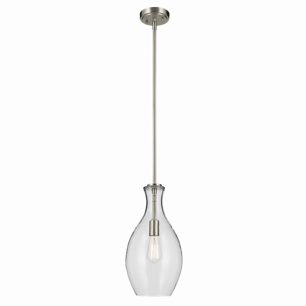 KICHLER 42047NI Everly 17.75" 1-Light Bell Pendant With Clear Glass In Brushed Nickel