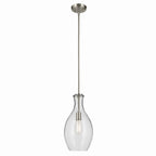 KICHLER 42047NI Everly 17.75" 1-Light Bell Pendant With Clear Glass In Brushed Nickel
