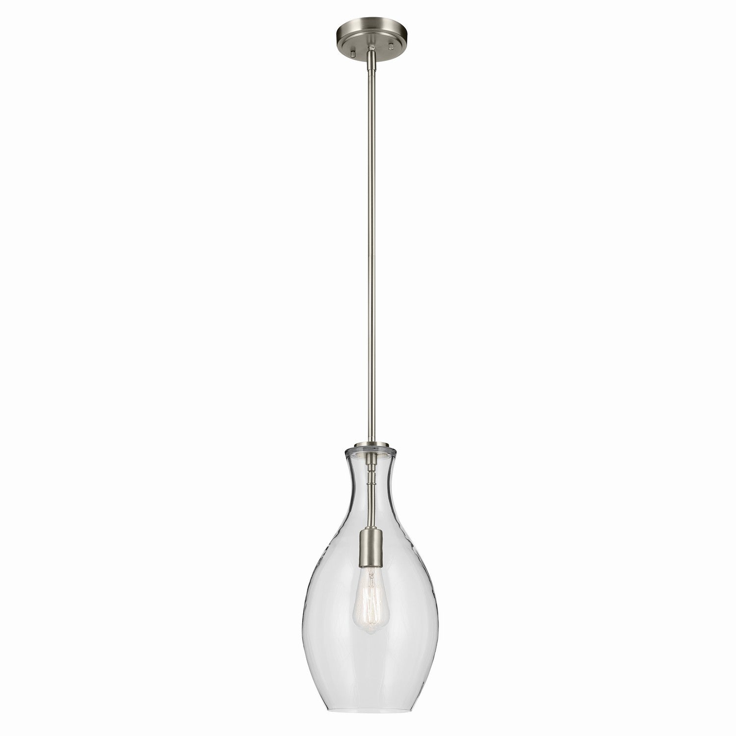 KICHLER 42047NI Everly 17.75" 1-Light Bell Pendant With Clear Glass In Brushed Nickel