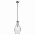 KICHLER 42047NICS Everly 17.75" 1-Light Bell Pendant With Clear Seeded Glass In Brushed Nickel