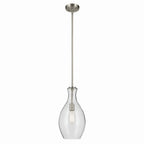 KICHLER 42047NICS Everly 17.75" 1-Light Bell Pendant With Clear Seeded Glass In Brushed Nickel