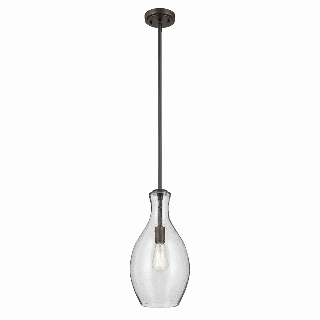 KICHLER 42047OZCS Everly 17.75" 1-Light Bell Pendant With Clear Seeded Glass In Olde Bronze