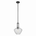 KICHLER 42141BKCS Everly 15.25" 1-Light Bell Pendant With Clear Seeded Glass In Black