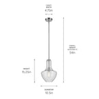 KICHLER 42141CHCS Everly 15.25" 1-Light Bell Pendant With Clear Seeded Glass In Chrome