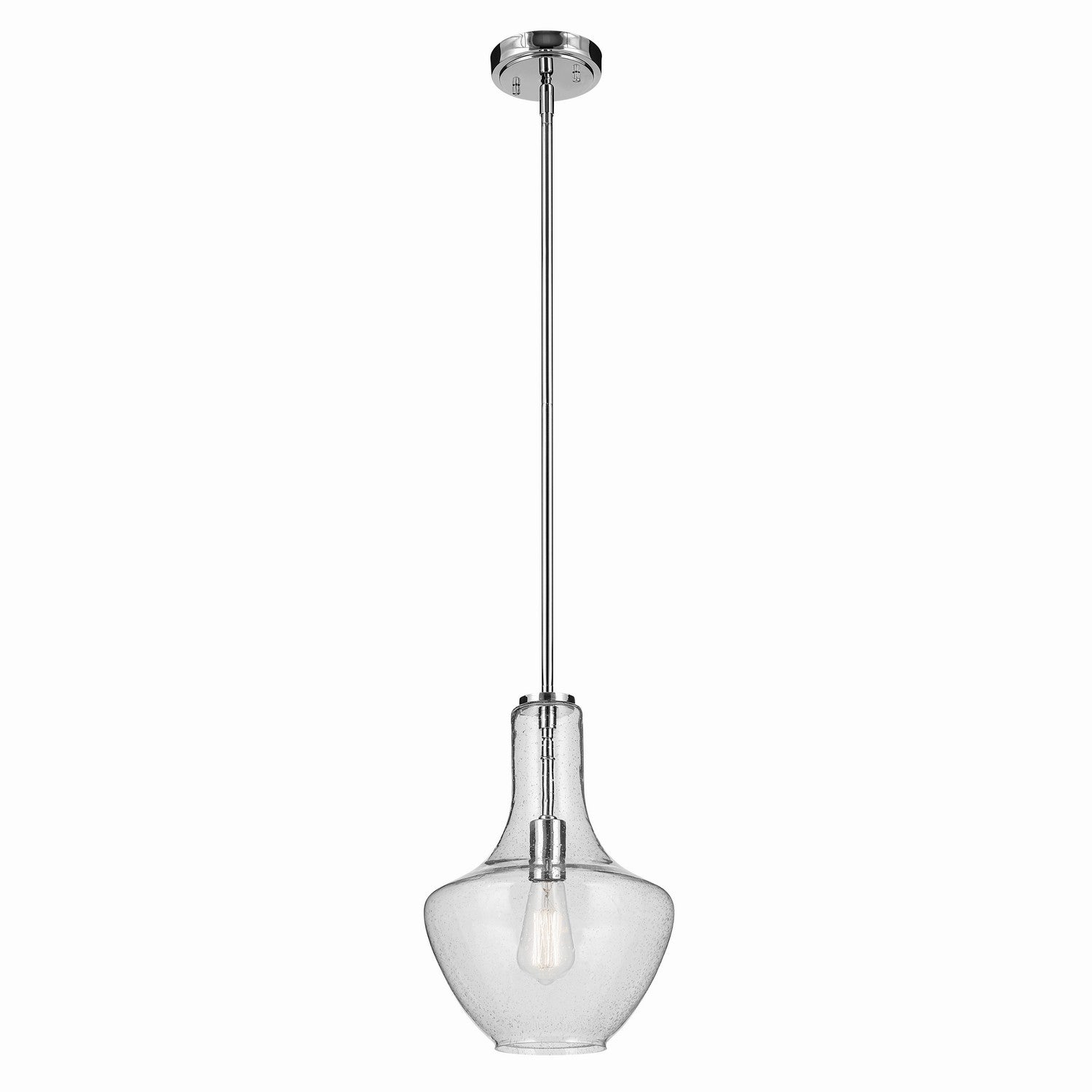KICHLER 42141CHCS Everly 15.25" 1-Light Bell Pendant With Clear Seeded Glass In Chrome