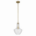 KICHLER 42141NBRCS Everly 15.25" 1-Light Bell Pendant With Clear Seeded Glass In Brushed Natural Brass