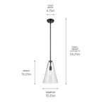 KICHLER 42199BK Everly 15.25" 1-Light Cone Pendant With Clear Glass In Black