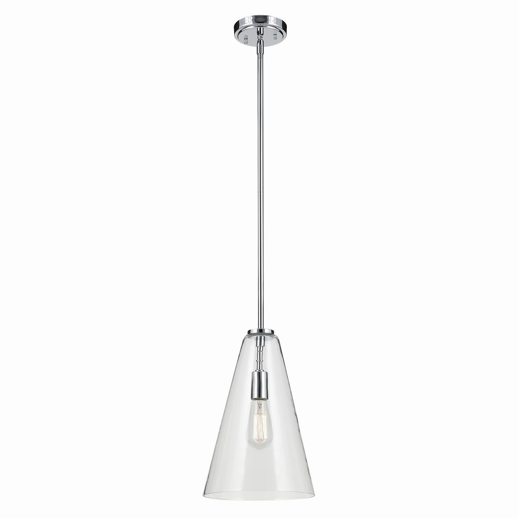 KICHLER 42199CH Everly 15.25" 1-Light Cone Pendant With Clear Glass In Chrome