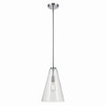 KICHLER 42199CH Everly 15.25" 1-Light Cone Pendant With Clear Glass In Chrome