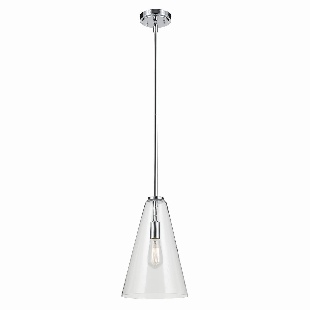KICHLER 42199CH Everly 15.25" 1-Light Cone Pendant With Clear Glass In Chrome