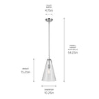 KICHLER 42199CHCS Everly 15.25" 1-Light Cone Pendant With Clear Seeded Glass In Chrome