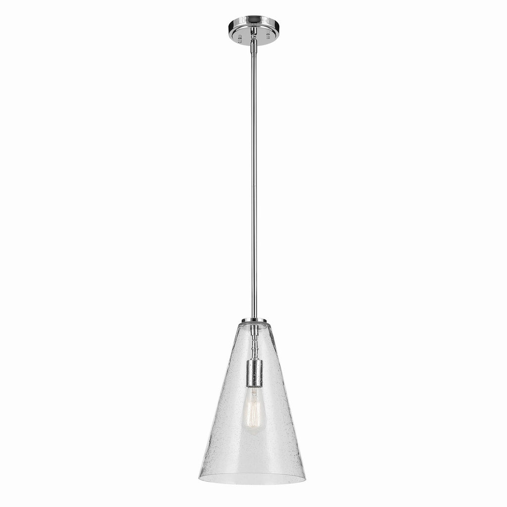 KICHLER 42199CHCS Everly 15.25" 1-Light Cone Pendant With Clear Seeded Glass In Chrome