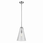 KICHLER 42199CHCS Everly 15.25" 1-Light Cone Pendant With Clear Seeded Glass In Chrome