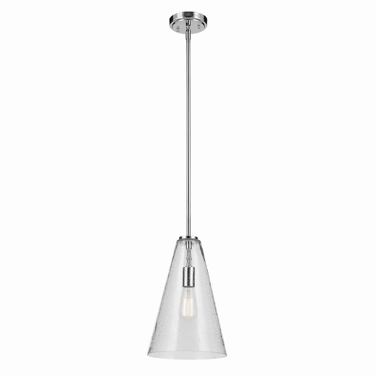 KICHLER 42199CHCS Everly 15.25" 1-Light Cone Pendant With Clear Seeded Glass In Chrome