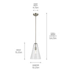 KICHLER 42199NI Everly 15.25" 1-Light Cone Pendant With Clear Glass In Brushed Nickel