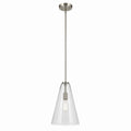 KICHLER 42199NI Everly 15.25" 1-Light Cone Pendant With Clear Glass In Brushed Nickel