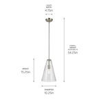 KICHLER 42199NICS Everly 15.25" 1-Light Cone Pendant With Clear Seeded Glass In Brushed Nickel