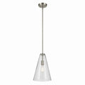 KICHLER 42199NICS Everly 15.25" 1-Light Cone Pendant With Clear Seeded Glass In Brushed Nickel