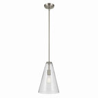 KICHLER 42199NICS Everly 15.25" 1-Light Cone Pendant With Clear Seeded Glass In Brushed Nickel