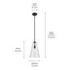 KICHLER 42199OZ Everly 15.25" 1-Light Cone Pendant With Clear Glass In Olde Bronze