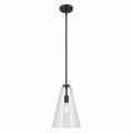 KICHLER 42199OZ Everly 15.25" 1-Light Cone Pendant With Clear Glass In Olde Bronze