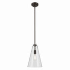 KICHLER 42199OZ Everly 15.25" 1-Light Cone Pendant With Clear Glass In Olde Bronze