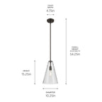 KICHLER 42199OZCS Everly 15.25" 1-Light Cone Pendant With Clear Seeded Glass In Olde Bronze