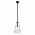 KICHLER 42199OZCS Everly 15.25" 1-Light Cone Pendant With Clear Seeded Glass In Olde Bronze