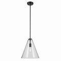 KICHLER 42200BK Everly 15.5" 1-Light Cone Pendant With Clear Glass In Black