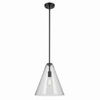 KICHLER 42200BK Everly 15.5" 1-Light Cone Pendant With Clear Glass In Black
