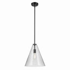 KICHLER 42200BKCS Everly 15.5" 1-Light Cone Pendant With Clear Seeded Glass In Black