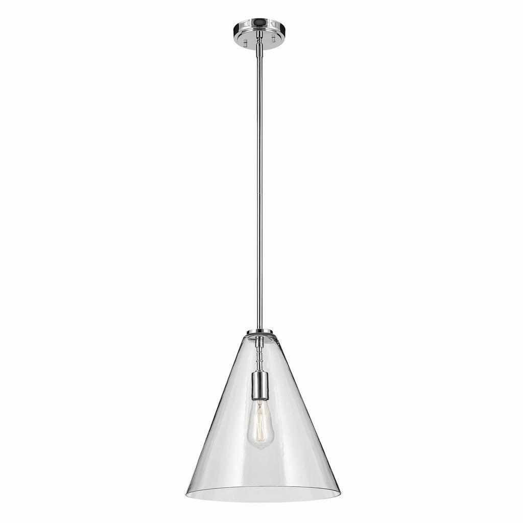 KICHLER 42200CH Everly 15.5" 1-Light Cone Pendant With Clear Glass In Chrome