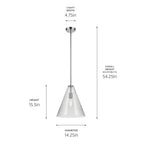 KICHLER 42200CHCS Everly 15.5" 1-Light Cone Pendant With Clear Seeded Glass In Chrome
