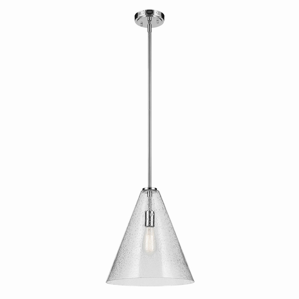 KICHLER 42200CHCS Everly 15.5" 1-Light Cone Pendant With Clear Seeded Glass In Chrome