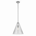 KICHLER 42200CHCS Everly 15.5" 1-Light Cone Pendant With Clear Seeded Glass In Chrome