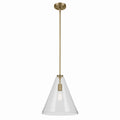 KICHLER 42200NBR Everly 15.5" 1-Light Cone Pendant With Clear Glass In Natural Brass
