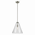KICHLER 42200NI Everly 15.5" 1-Light Cone Pendant With Clear Glass In Brushed Nickel