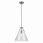 KICHLER 42200NI Everly 15.5" 1-Light Cone Pendant With Clear Glass In Brushed Nickel